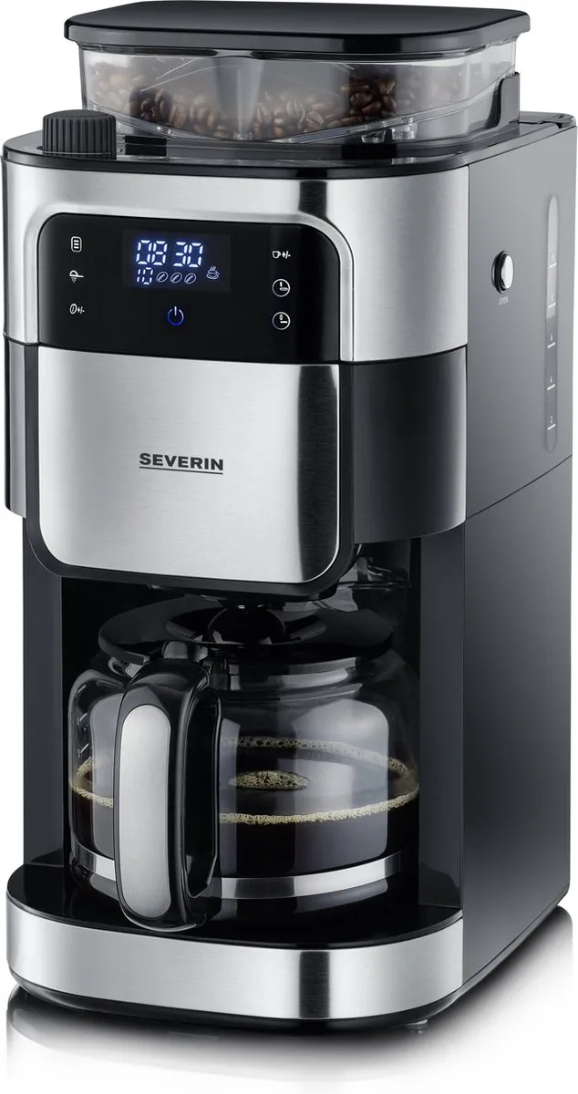 Severin KA 4813 Filterkoffiezetapparaat met bonenmaler 1L - 8 Kopjes - Zwart/RVS