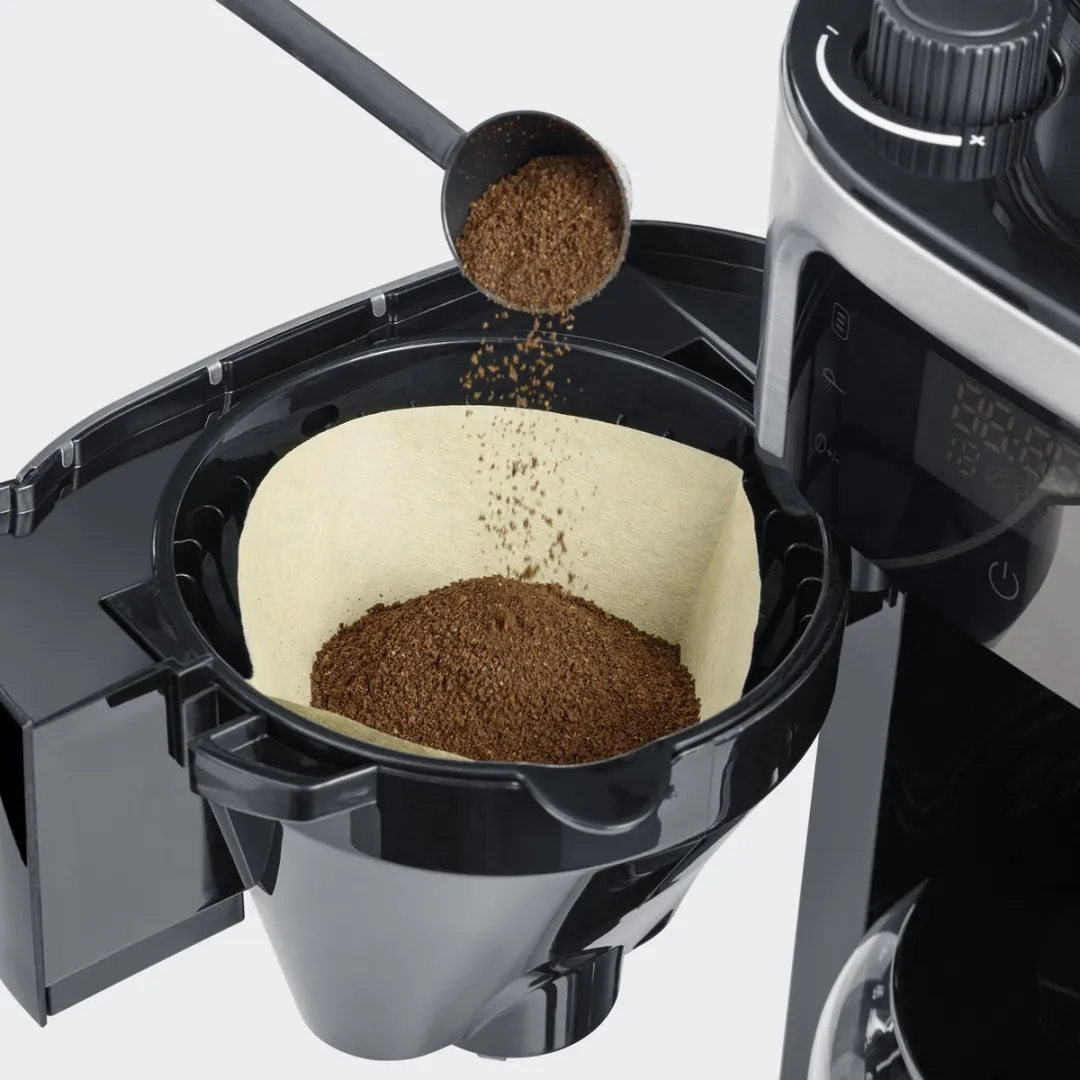 Severin KA 4813 Filterkoffiezetapparaat met bonenmaler 1L - 8 Kopjes - Zwart/RVS