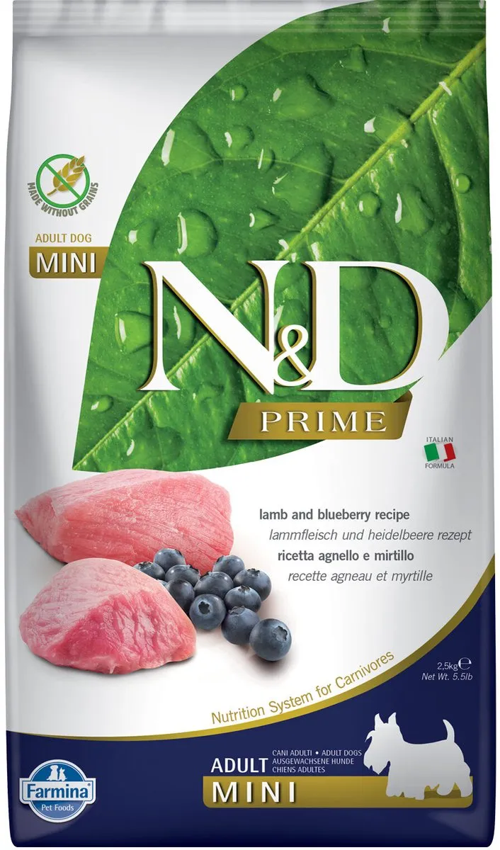 Farmina N&D Prime Adult Mini Lam & Bosbes 2,5kg