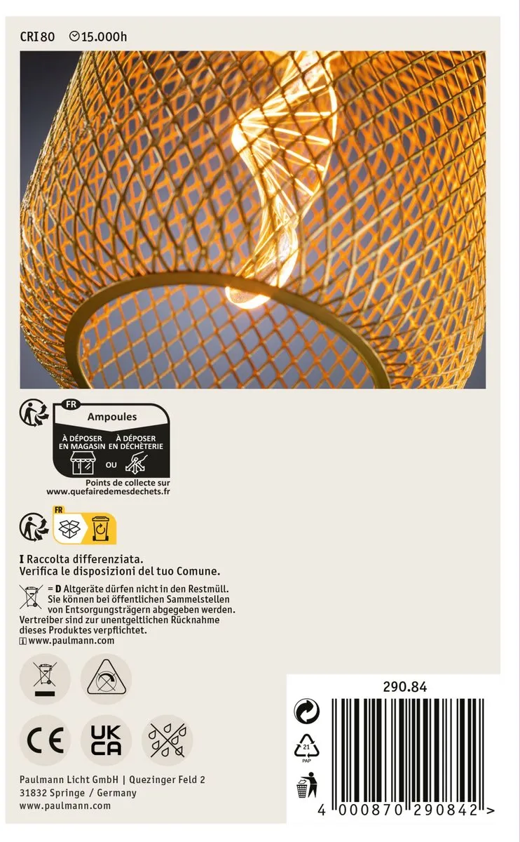Paulmann Metallic Glow LED Ampoule E27 Helix 3,5W 1800K - Goud - afbeelding 6 van 6