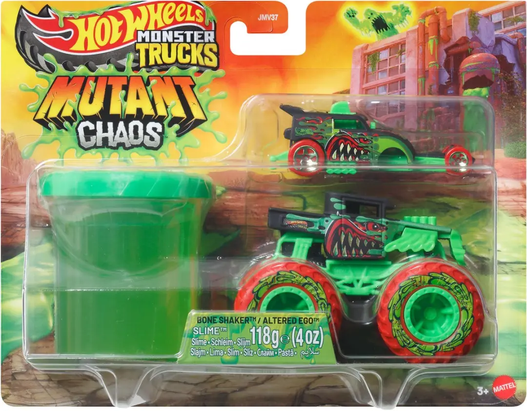 Hot Wheels Monstertrucks Gemuteerde Chaos speelgoedtruck, metalen auto en 113,5 gram Slime (stijlen kunnen variëren) - afbeelding 6 van 6