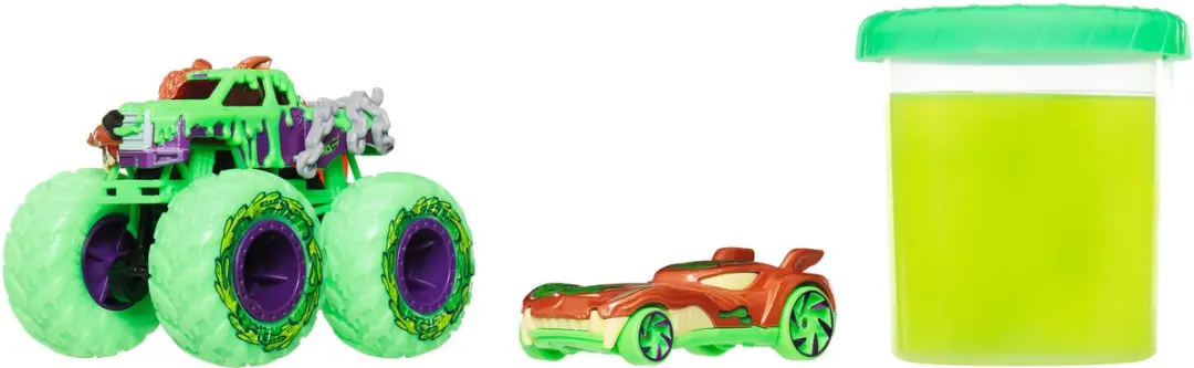 Hot Wheels Monstertrucks Gemuteerde Chaos speelgoedtruck, metalen auto en 113,5 gram Slime (stijlen kunnen variëren) - afbeelding 4 van 6