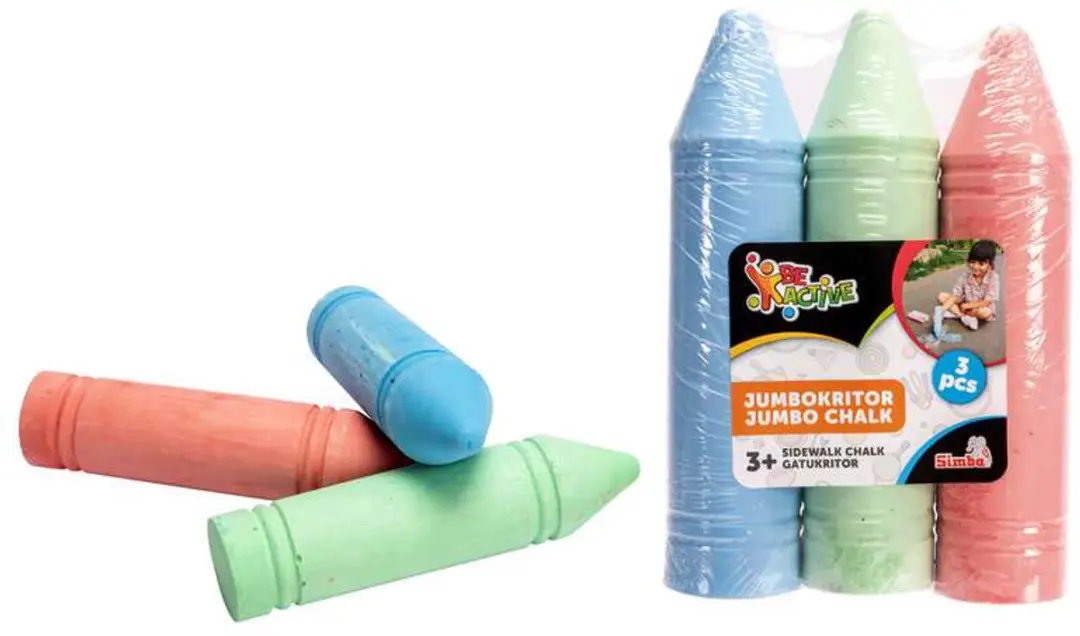 Simba Jumbo Stoepkrijt - 3 stuks - Blauw, Rood, Groen - afbeelding 3 van 3