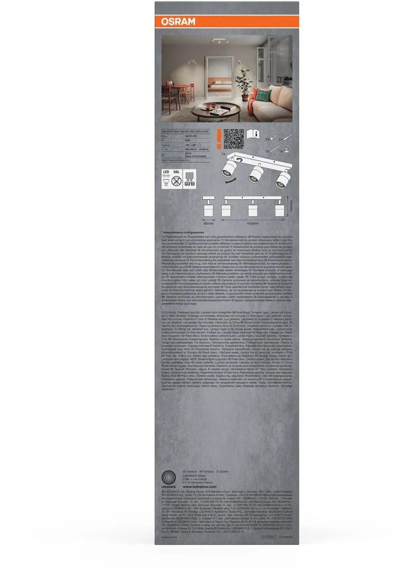 Osram LED Spot Half Wood Line Plafondspot 3xGU10 - Wit/Hout