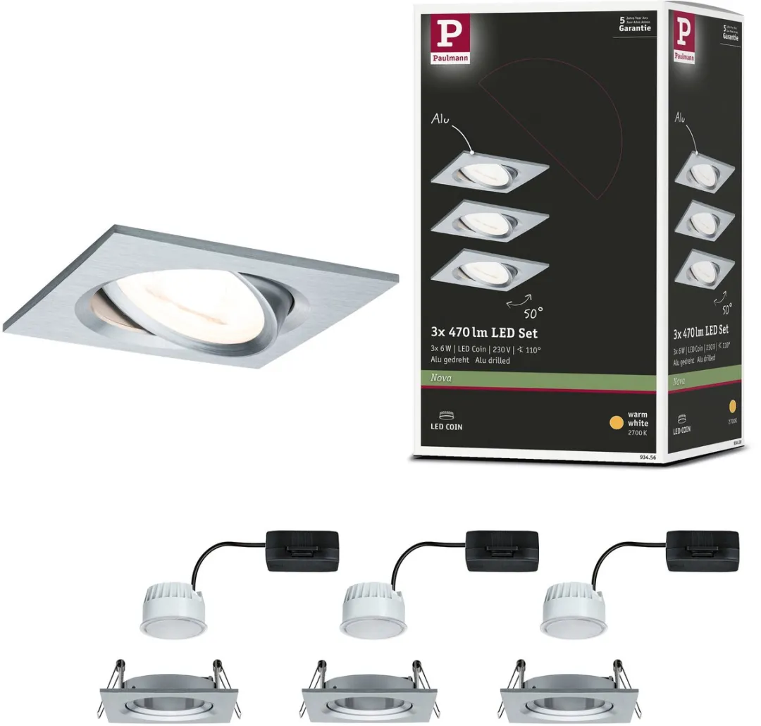 Paulmann Nova Coin LED-inbouwlamp 3x6W 470lm 2700K