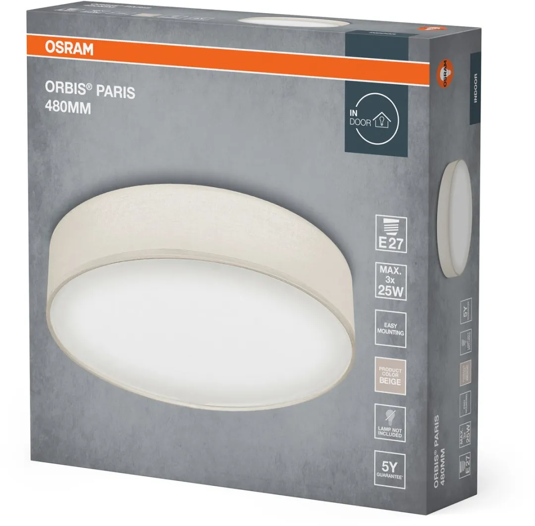 Osram Orbis Paris Plafondlamp 480mm - Beige - 3xE27