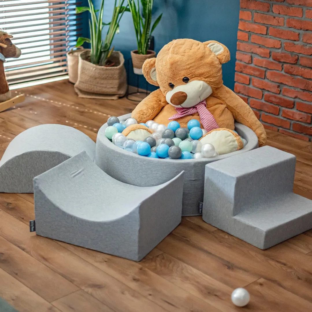 KiddyMoon Ballenbad 120x30cm - 200 Ballen ∅7cm - Hellgrau
