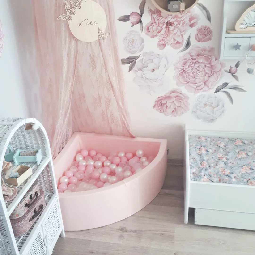 KiddyMoon Ballenbak Rond 90x30cm - 200 Ballen ∅7cm - Lichtroze