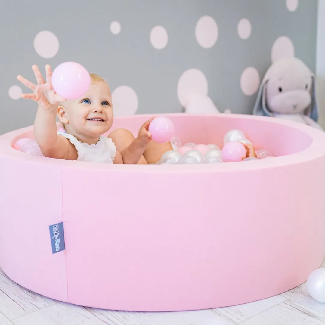 KiddyMoon Ballenbak Rond 90x30cm - 200 Ballen ∅7cm - Lichtroze
