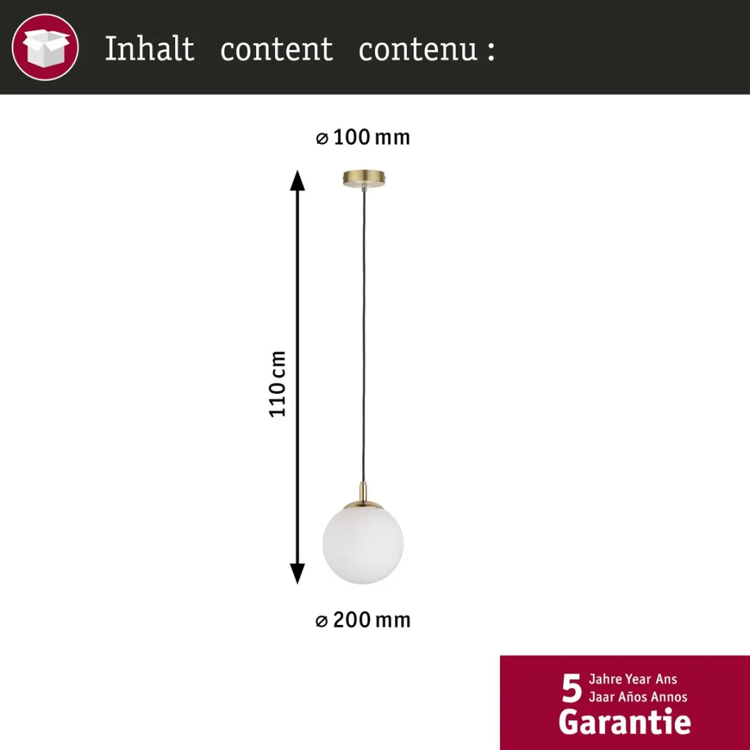 Paulmann Neordic Menja Hanglamp E27 20W - Wit Messing - afbeelding 6 van 6