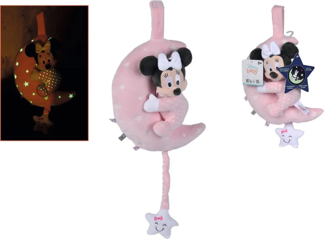 Simba Disney muziekmobiel Minnie Mouse maan licht in het donker.