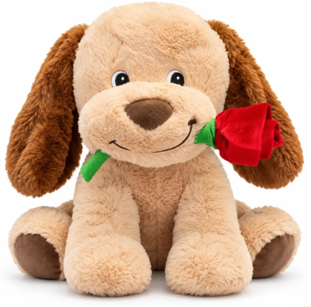 Hond met Roos Pluche Knuffel 40 cm