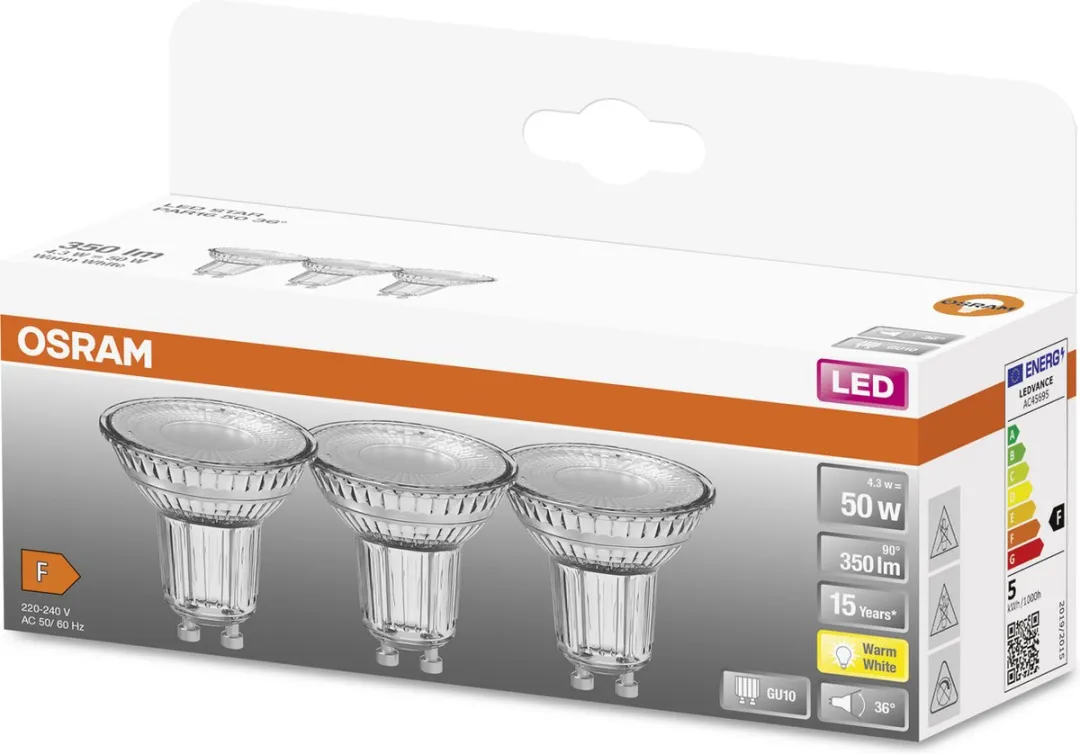 Osram LED Spot GU10 4,3W 350lm Warm Wit - 3 Stuks