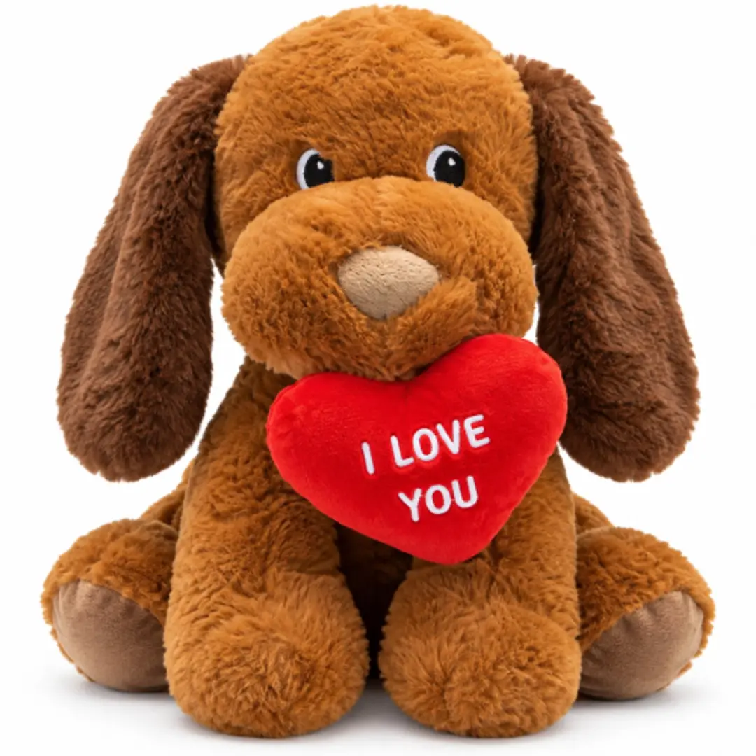Hond met I Love You Hart Pluche Knuffel 40 cm