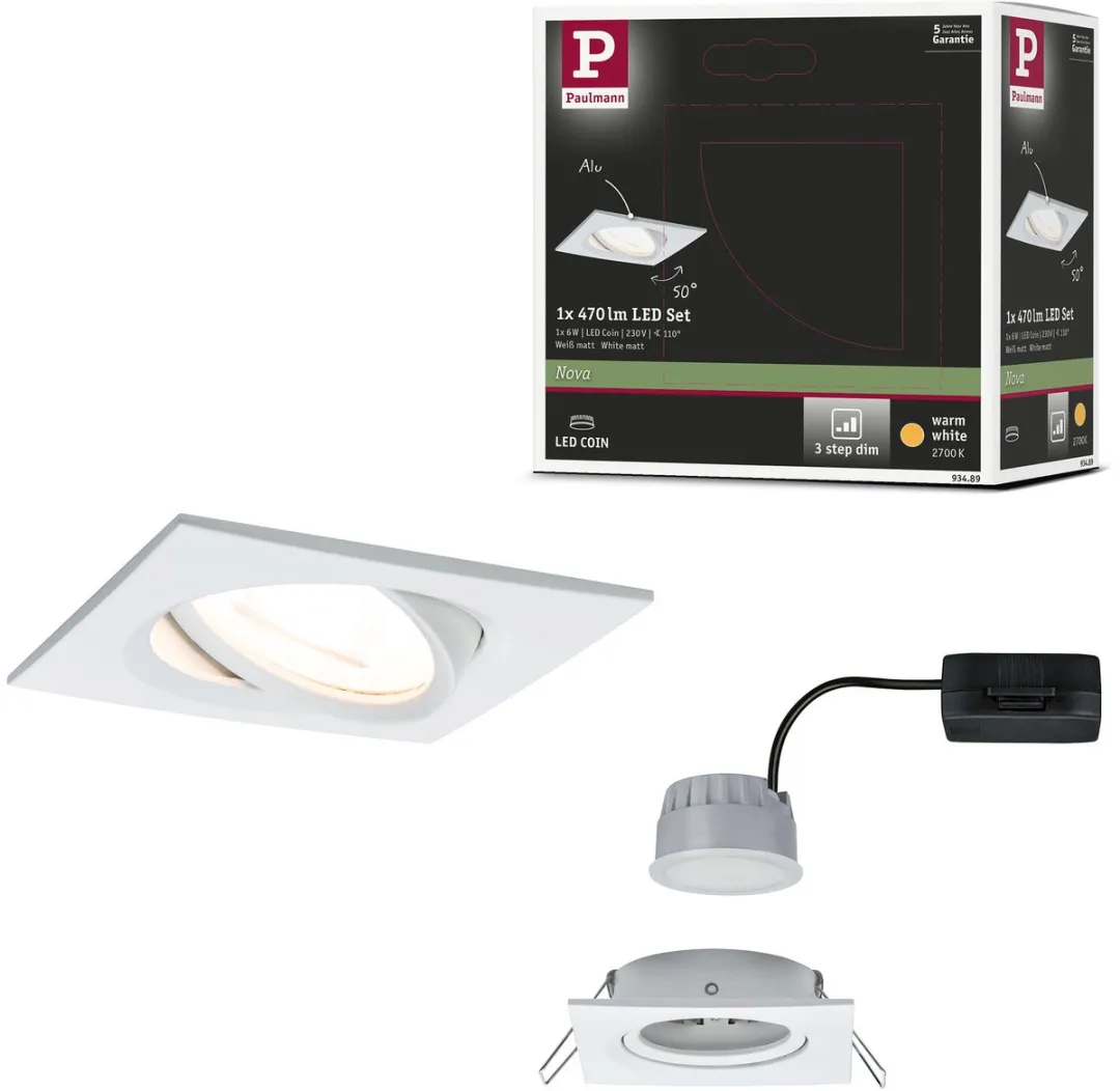 Paulmann LED-inbouwlamp Nova Coin 6W 470lm 2700K