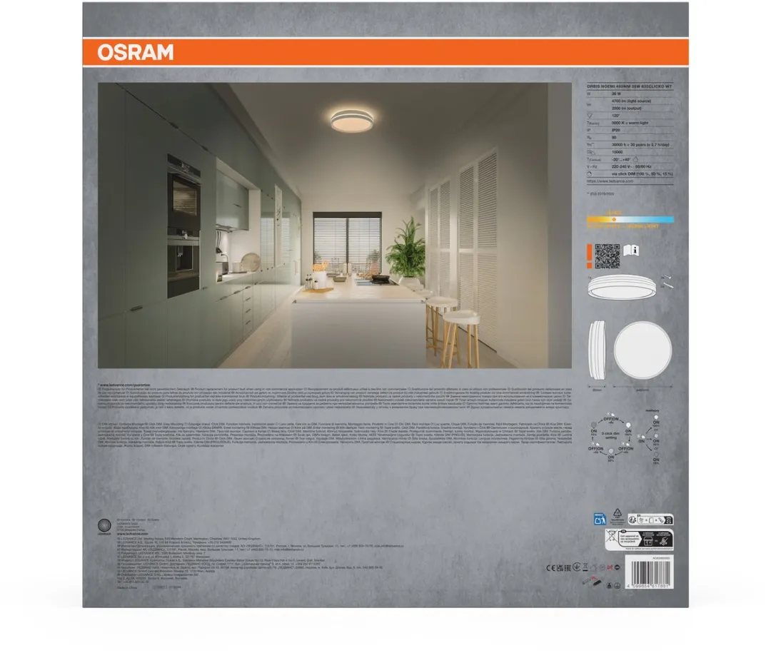 Osram Orbis Noemi LED Plafondlamp 480mm - 36W Warm Wit