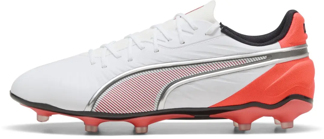 PUMA King Match FG/AG Voetbalschoenen - Wit/Zilver/Rood - afbeelding 4 van 6