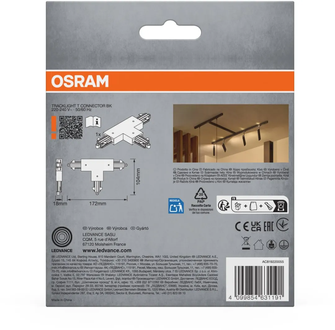 Osram Tracklight T-Connector - Zwart
