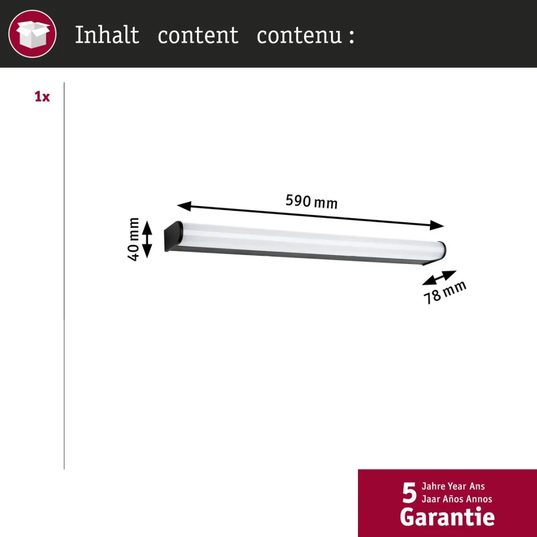 Paulmann Selection Bathroom LED-wandlamp Arneb 1000lm IP44 - Zwart