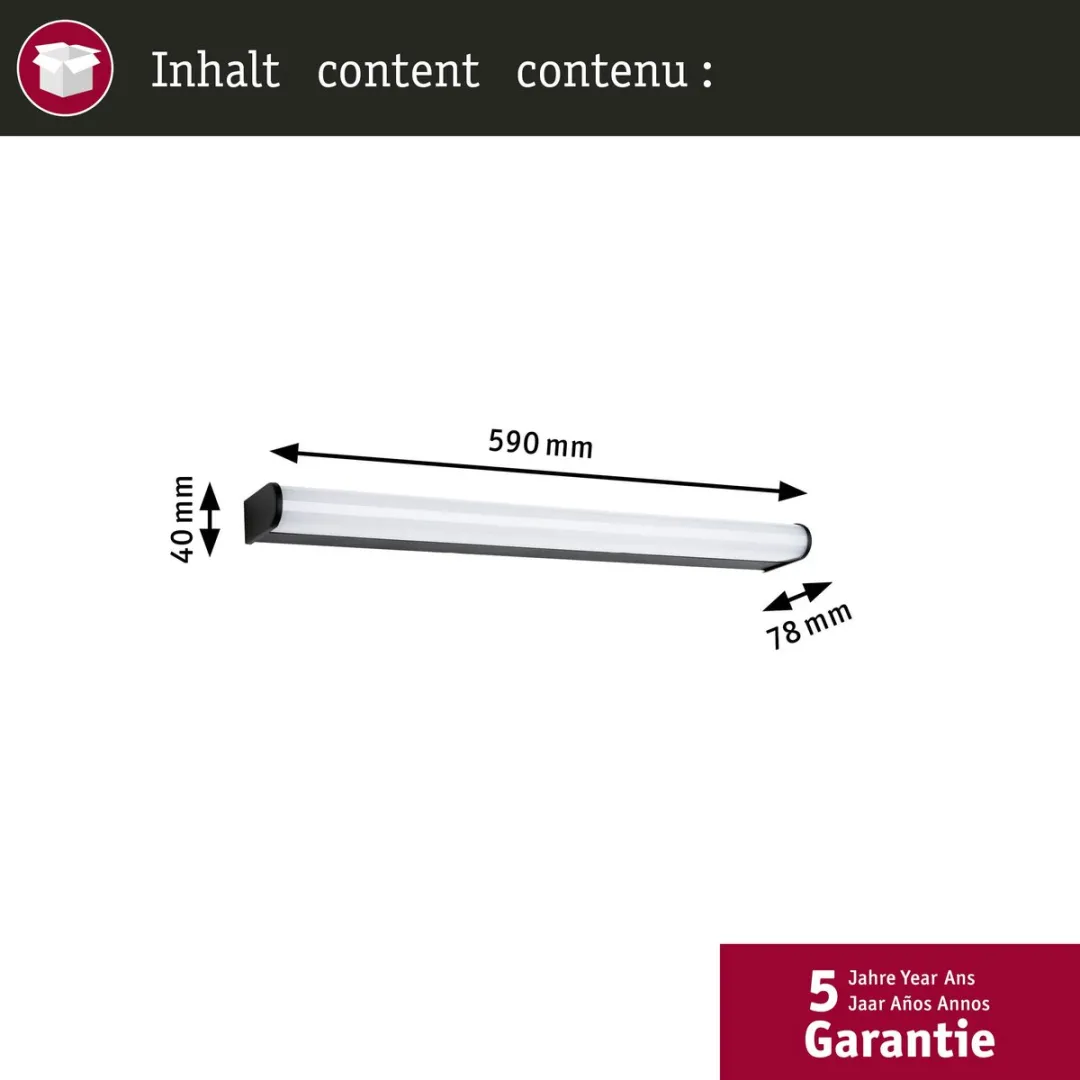 Paulmann Selection Bathroom LED-wandlamp Arneb 1000lm IP44 - Zwart - afbeelding 6 van 6