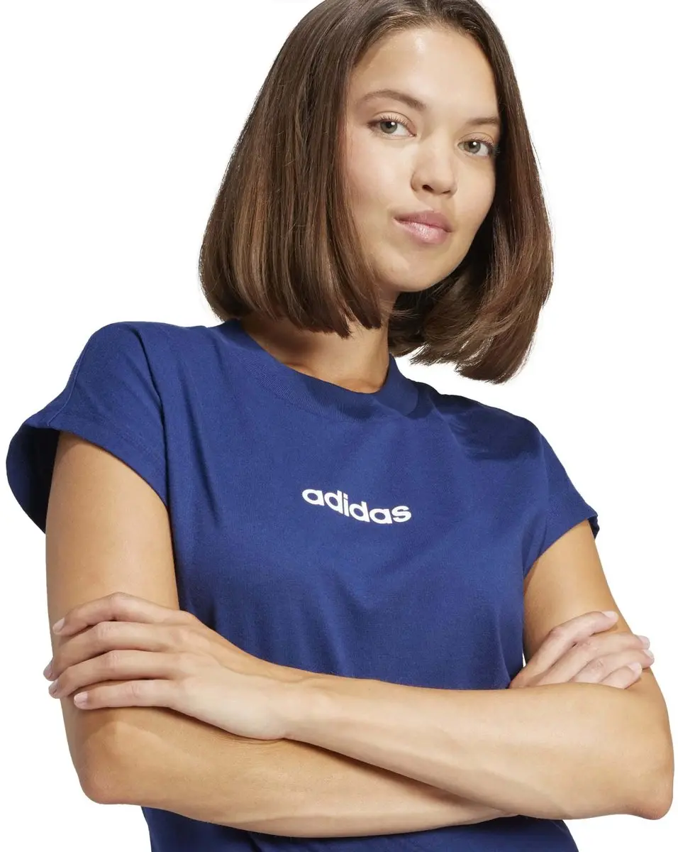adidas Essentials Linear Dames T-Shirt - Blauw - S - afbeelding 2 van 6