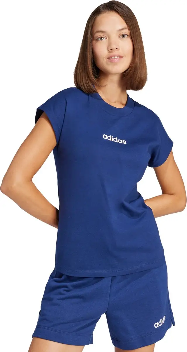 adidas Essentials Linear Dames T-Shirt - Blauw - S