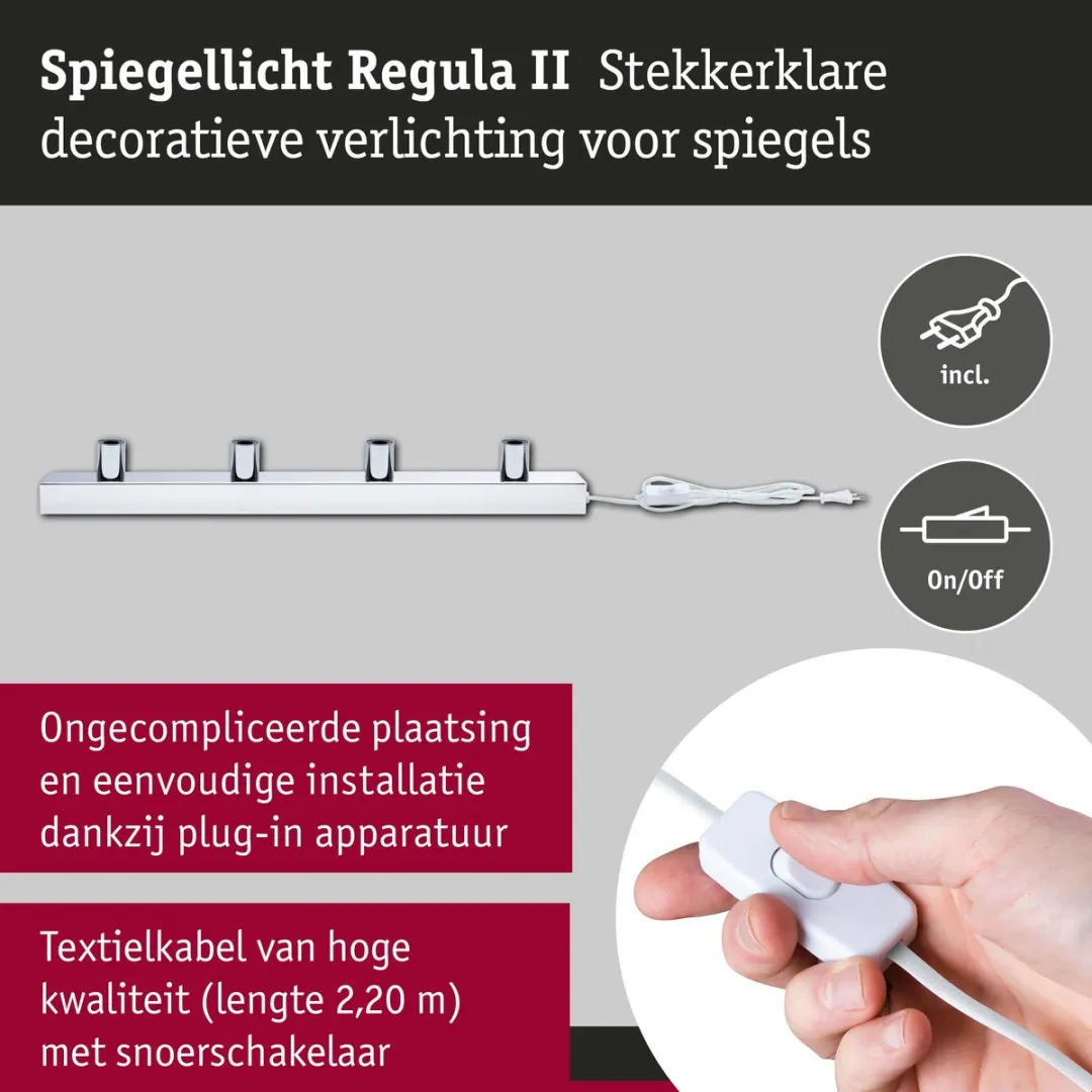 Paulmann Regula II LED-spiegellamp 4-vlammig - 4x220lm - Chroom