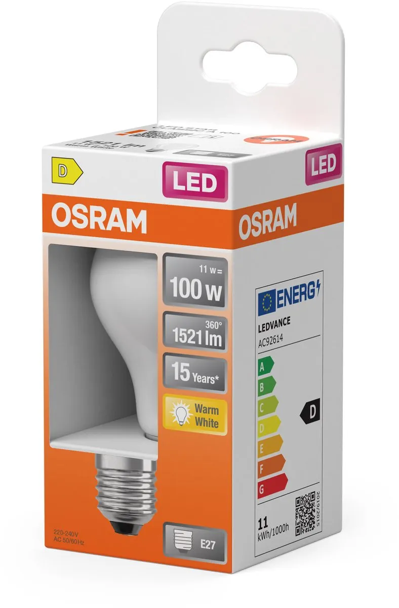 Osram LED E27 11W Warmwit 2700K - Helder glas