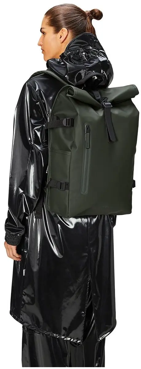 Rains Rolltop Rugzak W3 Large - Groen - afbeelding 3 van 6