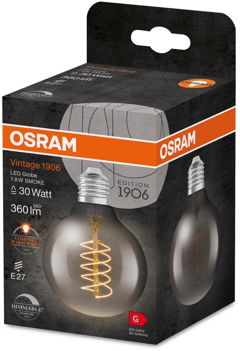Osram Vintage-Edition LED Lamp E27 G80 7.8W - 1800K - Helder Glas - afbeelding 6 van 6