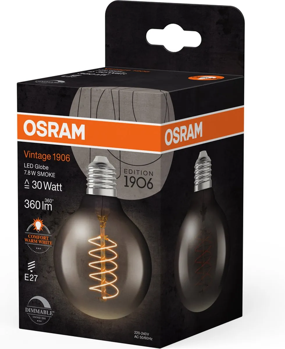 Osram Vintage-Edition LED Lamp E27 G80 7.8W - 1800K - Helder Glas
