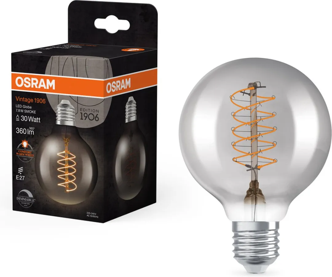 Osram Vintage-Edition LED Lamp E27 G80 7.8W - 1800K - Helder Glas