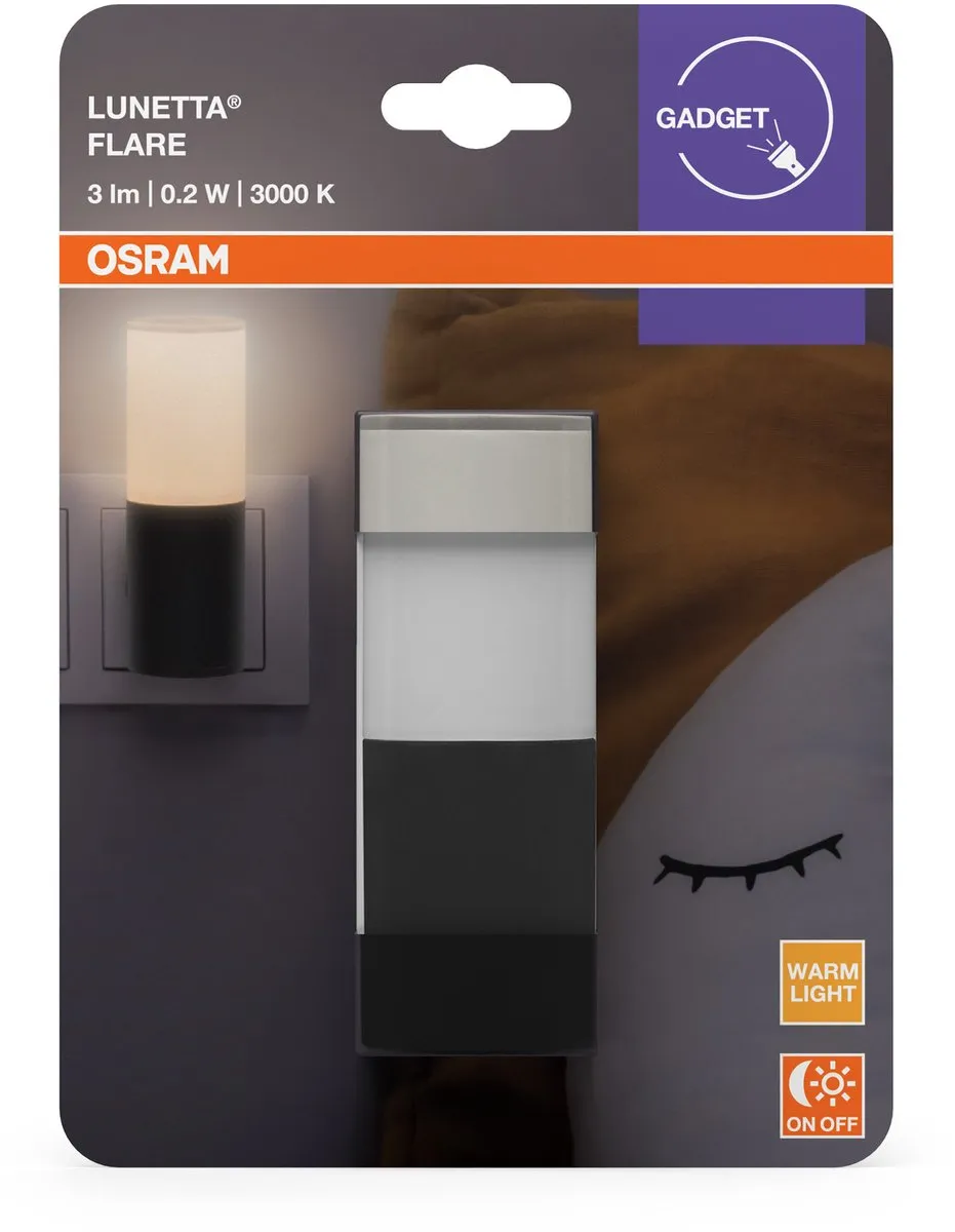 Osram Lunetta Flare Black Nachtlamp - Warm wit 3lm