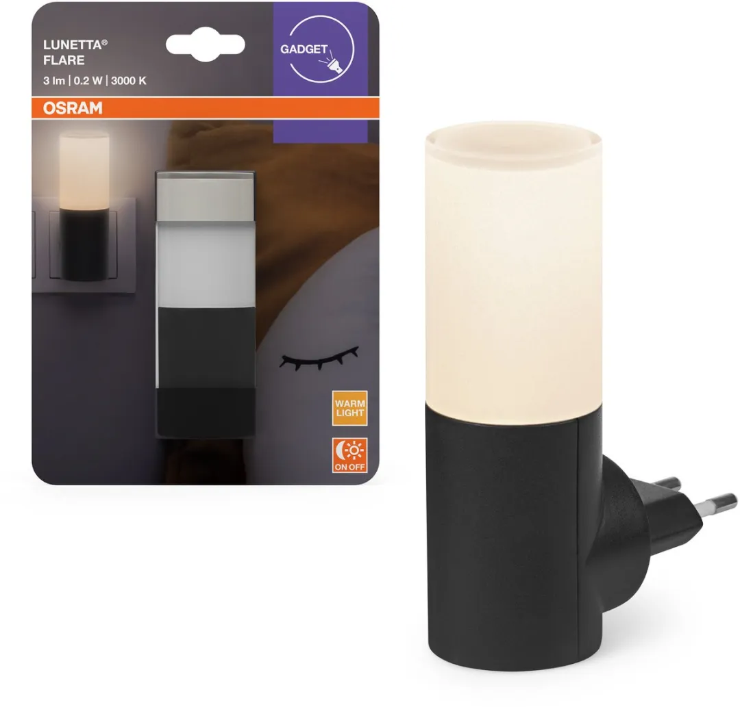 Osram Lunetta Flare Black Nachtlamp - Warm wit 3lm