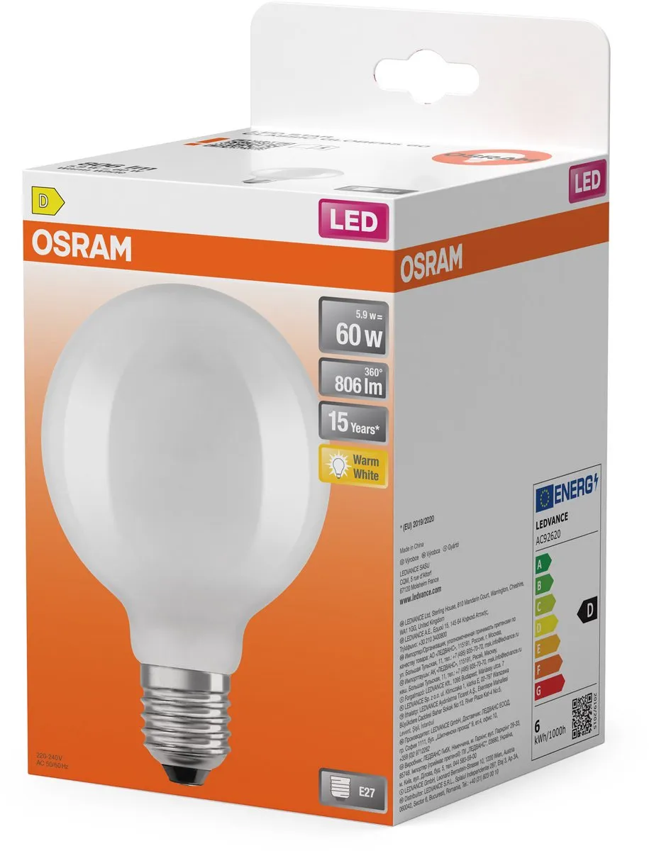 Osram LED Star Globe G95 60 Filament - 5,9W 806lm Mat