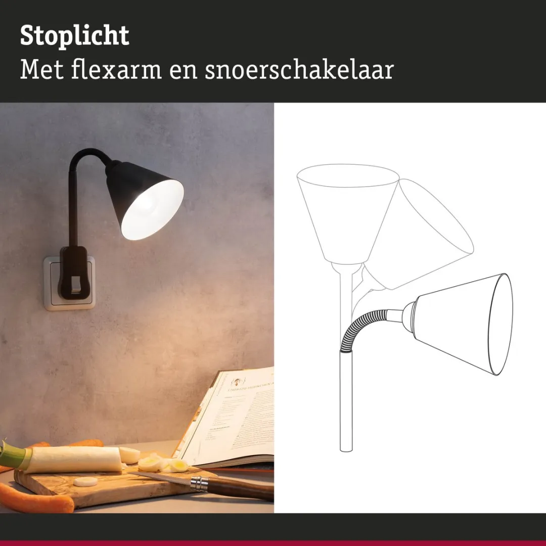 Paulmann Junus Flexarm Stekkerlamp E14 - 20W - Zwart