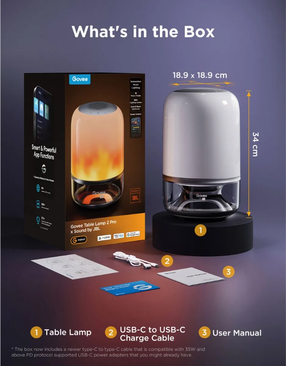Govee Table Lamp 2 Pro JBL RGBWICWW - 20W - afbeelding 6 van 6