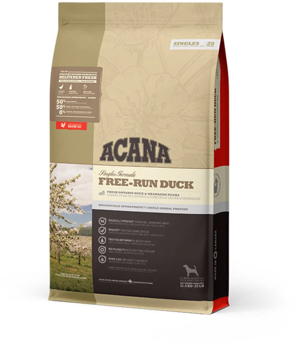 Acana Singles Free-Run Eend & Aardpeer Hondenvoer 11.4kg