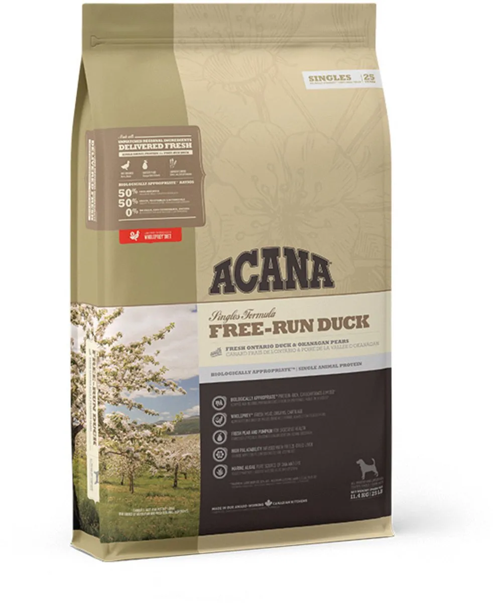 Acana Singles Free-Run Eend & Aardpeer Hondenvoer 11.4kg