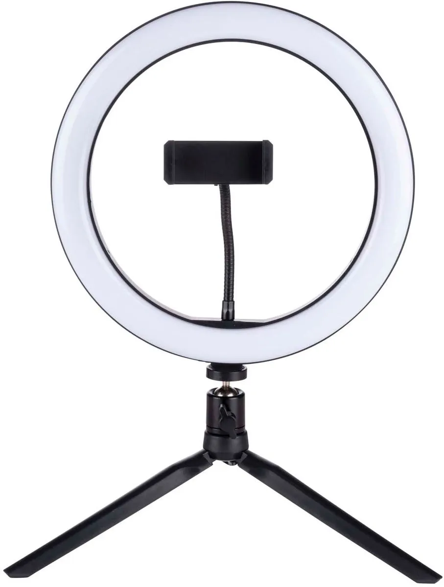 Grundig Ringlamp met Statief - Ringlight 25cm - TikTok Lamp LED - 14 Lichtstanden - USB - Tripod