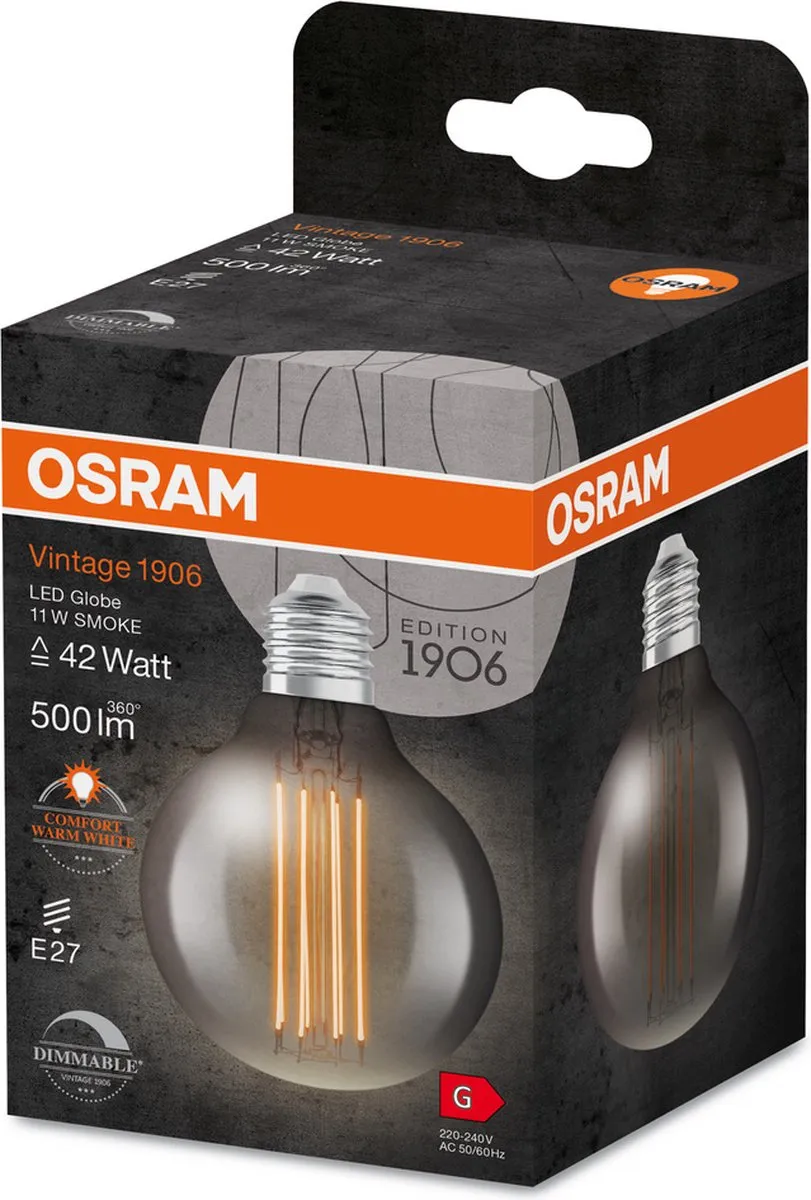 Osram Dimbare LED Vintage Edition E27 G80 11W - 1800K Warm Wit - afbeelding 6 van 6