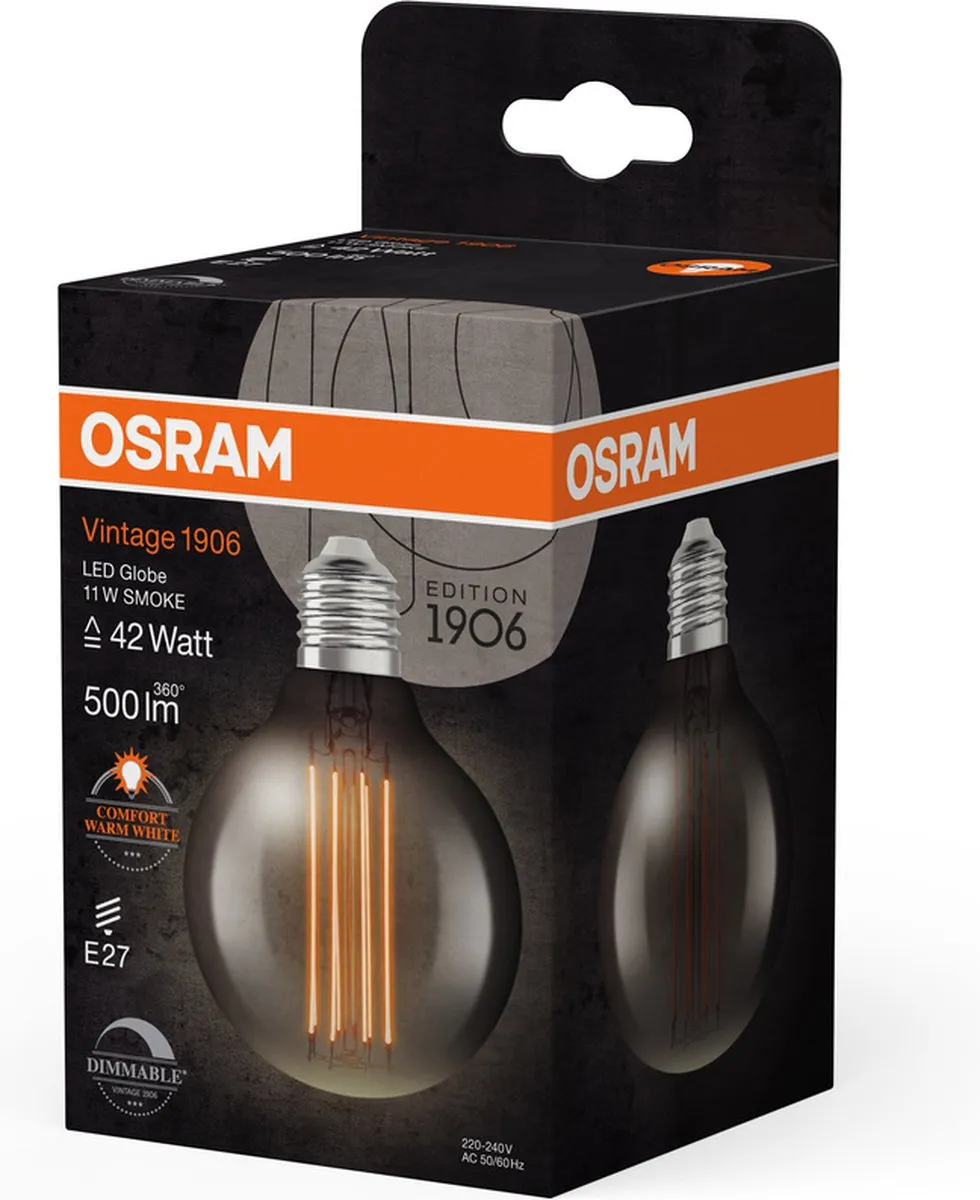 Osram Dimbare LED Vintage Edition E27 G80 11W - 1800K Warm Wit