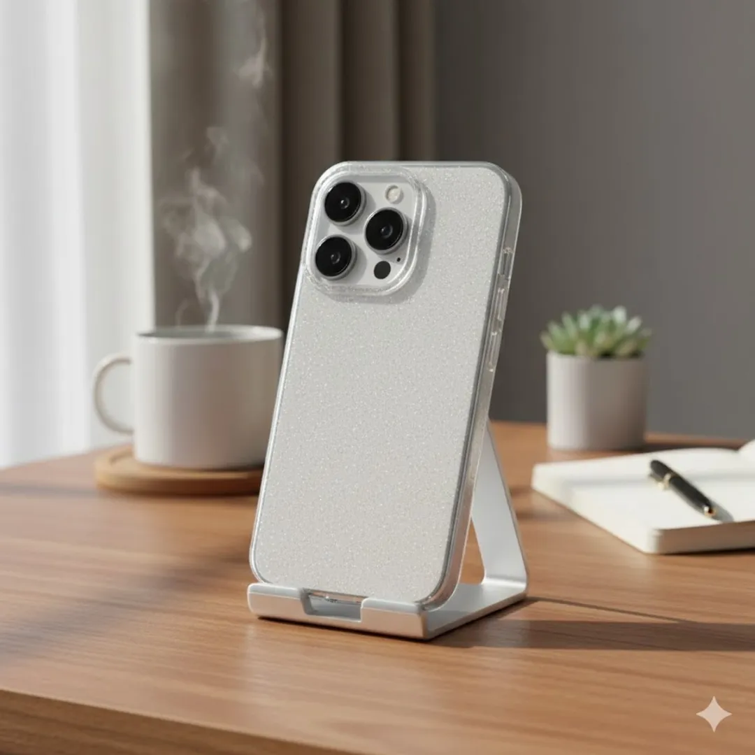 NUVEX iPhone 17 Pro Hoesje - Transparant met spikkel - Zwart/Glitter