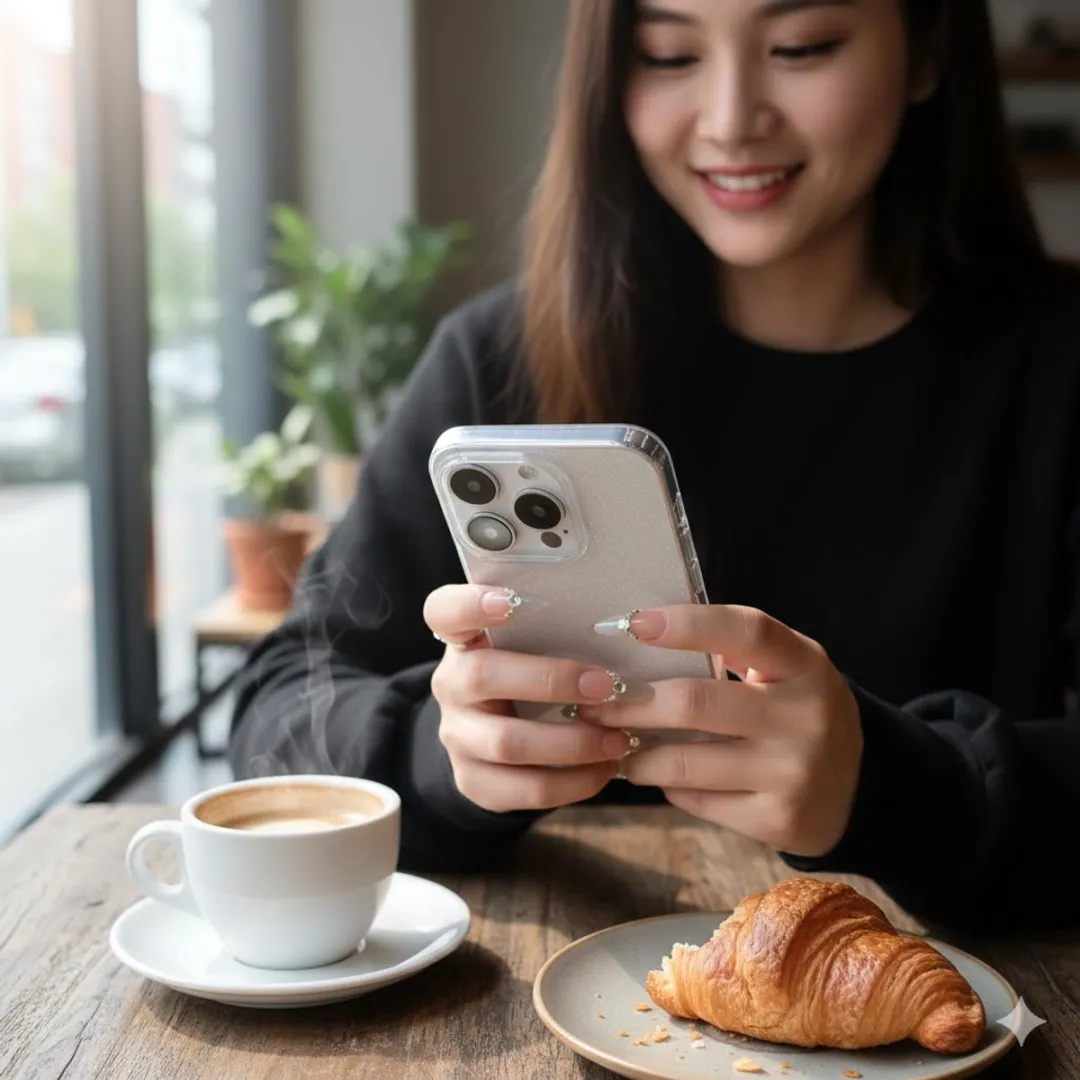 NUVEX iPhone 17 Pro Hoesje - Transparant met spikkel - Zwart/Glitter