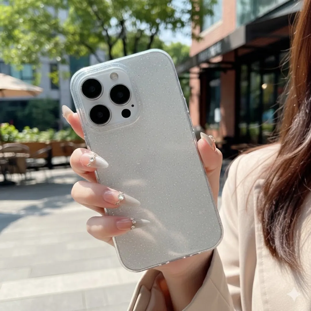 NUVEX iPhone 17 Pro Hoesje - Transparant met spikkel - Zwart/Glitter