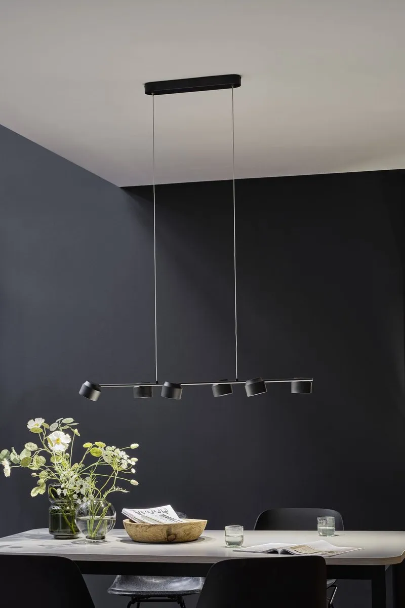 Paulmann Puric Pane LED-hanglamp Zigbee 3.0 - 6x450lm 2700K - Zwart