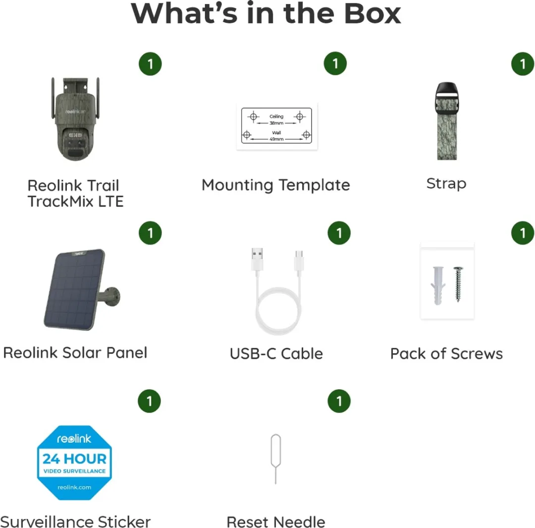 Reolink TrackMix LTE-C Zonnepaneel Wildcamera 8MP - 128GB - 4G LTE - Auto-tracking - Camouflage - afbeelding 6 van 6