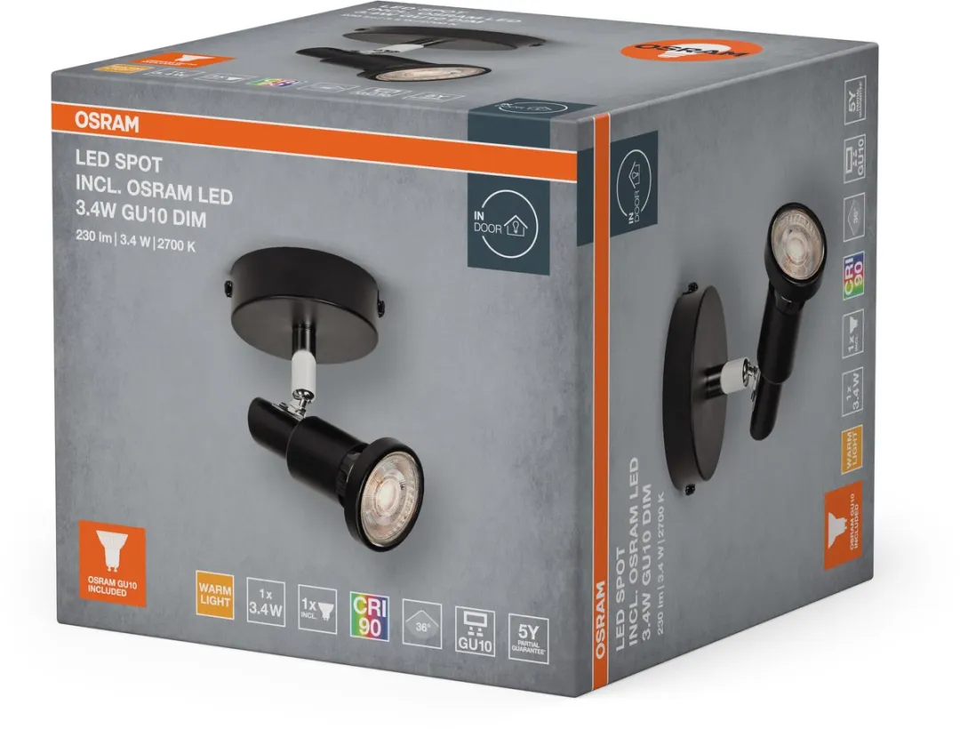 Osram LED Spot GU10 3,4W - 230lm - Zwart - afbeelding 6 van 6