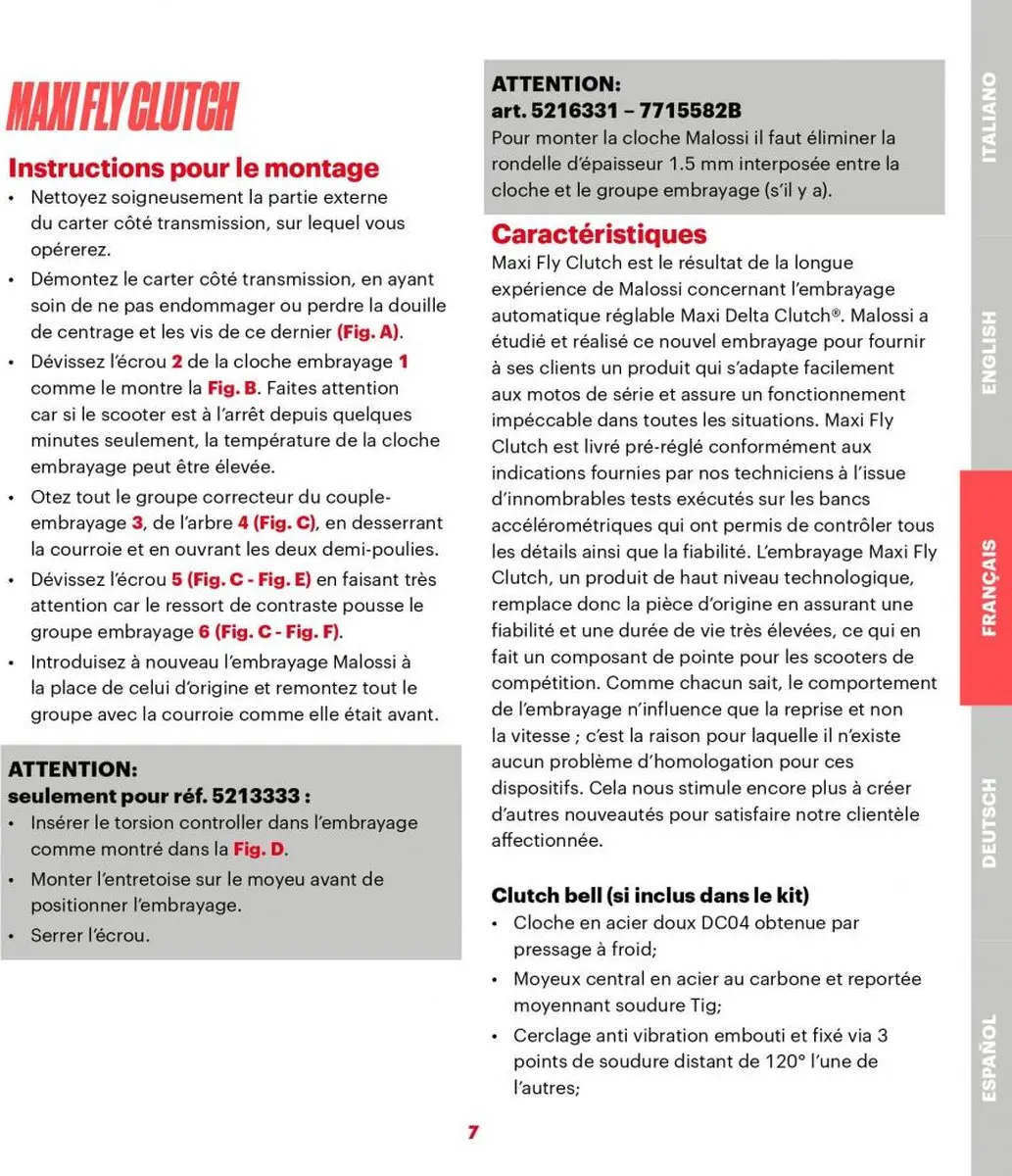 Koppelingsplaat Malossi voor Scooter Piaggio 125 NEW FLY 2012 tot 2015 M793M / M