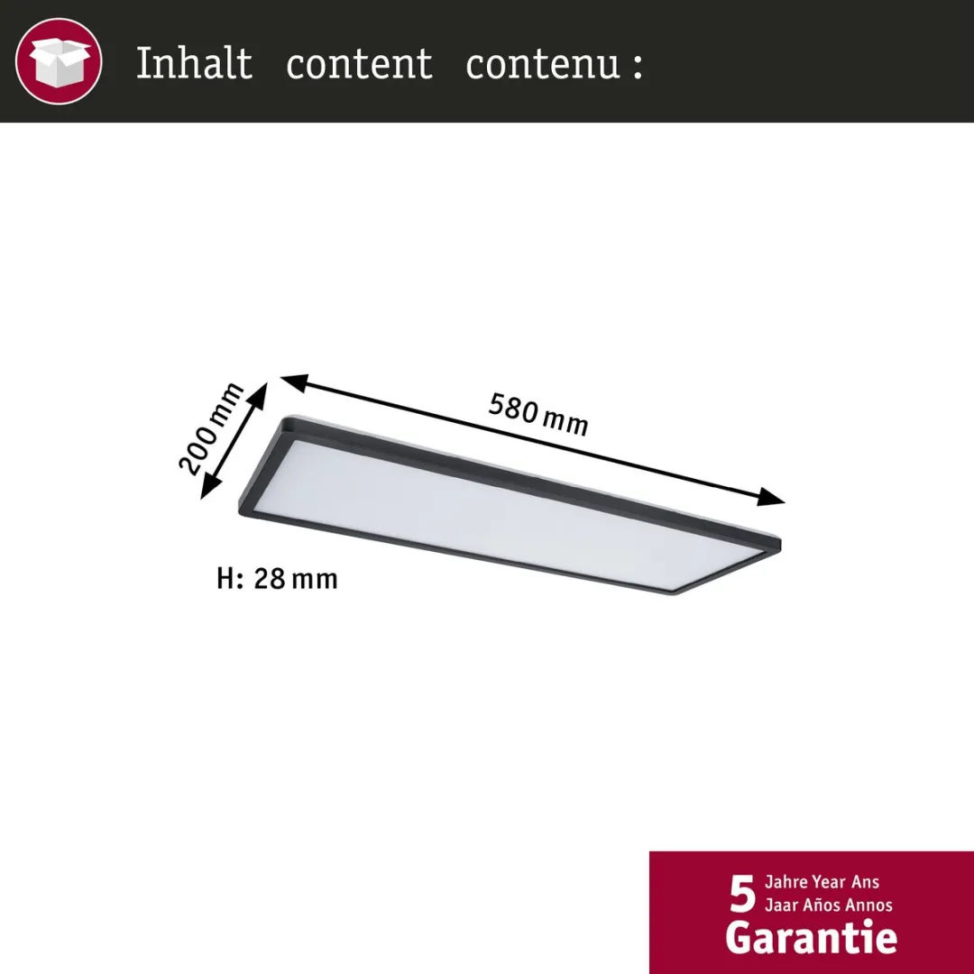 Paulmann Atria Shine LED-paneel 560x200mm 15,2W 2030lm - Zwart